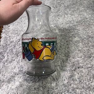 Vintage Winnie the Pooh Anchor Hocking Glass Juice Pitcher/Vase